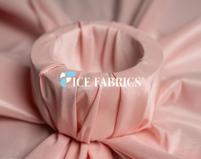 Pink Stretch Taffeta Fabric By The Yard Nylon Spandex Taffeta Fabric for Dress, Clothing, costume, Bridal Wear (60” Wide)