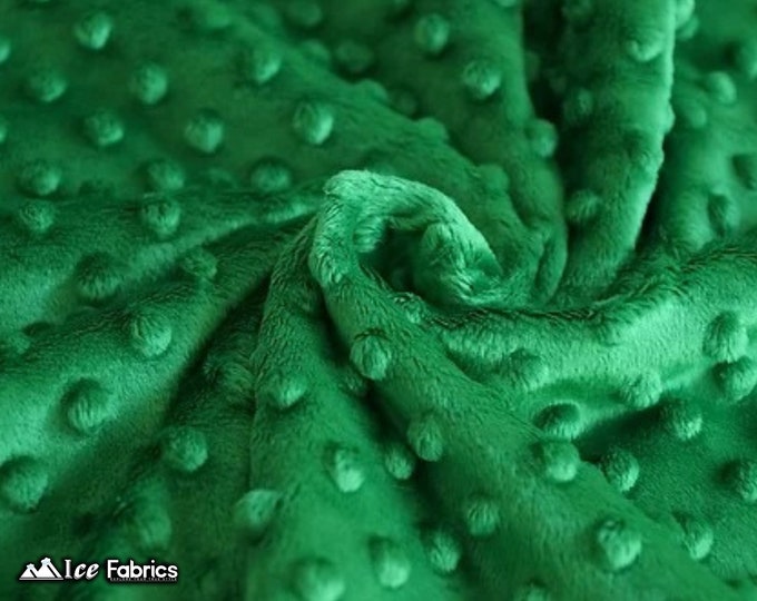 New Mint Green Polka Dot Minky Fabric By The Yard | Wholesale Price Ultra Soft Fleece Fabric | 60” Wide