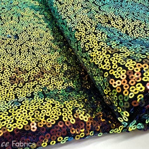 Luxury Iridescent Orange Mini Sequin Fabric By The Yard on Mesh Fabric | Glitter Sequin Fabric | 3mm Sequin Fabric