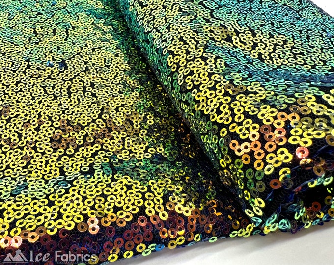 Luxury Iridescent Orange Mini Sequin Fabric By The Yard on Mesh Fabric | Glitter Sequin Fabric | 3mm Sequin Fabric