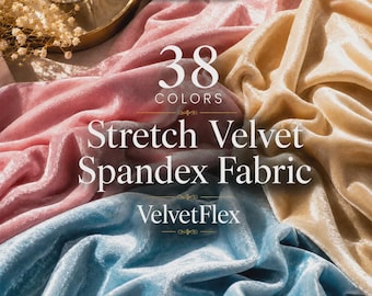 Luxury 4 Way Stretch Velvet Fabric By The Yard | Available in Many Colors | Soft and Smooth Fabric | VelvetFlex