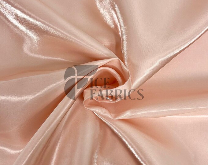 Peach Reflective Liquid Thick Silky Satin Fabric - 58” Wide Shiny Two-Tone Satin Fabric - Bridal Satin Fabric for Dress, Decoration