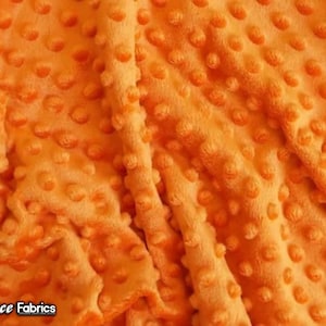 New Orange Polka Dot Minky Fabric By The Yard | Wholesale Price Ultra Soft Fleece Fabric | 60” Wide