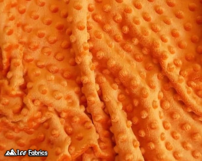 New Orange Polka Dot Minky Fabric By The Yard | Wholesale Price Ultra Soft Fleece Fabric | 60” Wide