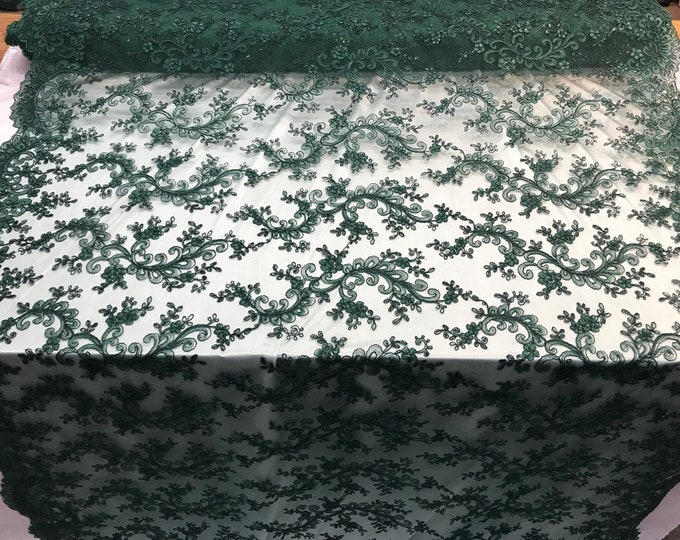 Hunter Green Design shop prom Bridal Design by the yard transparent Fabric Mesh lace wedding decoration night gowns tablecloths fashion