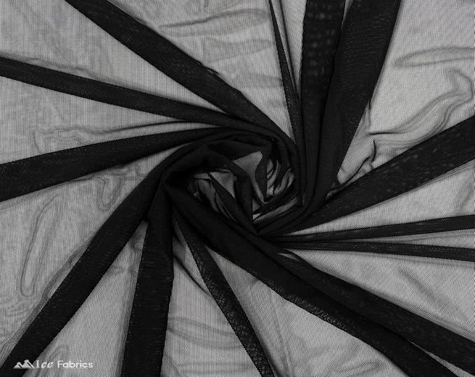 Black Stretch Power Mesh Fabric | 4 Way Stretch Nylon Power mesh Fabric By The Yard | Net Fabric