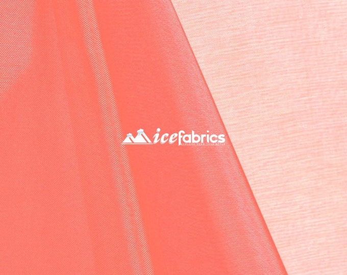 Coral _ Crystal Sheer Organza Fabric By The Yard and By The Roll- for Decorations, Fashion Dress