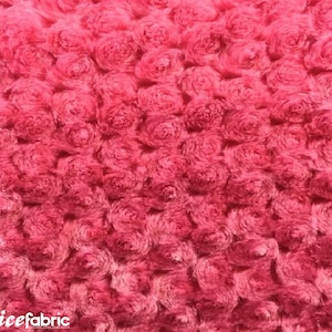 Strawberry Pink Rosette Minky Fabric tagliato a misura / 4 Way stretch Fabric / Ultra Super Soft Fabric / 58 &quot;Wide Swirl Plush Texture Fabric