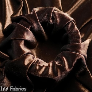 Gladde chocolade 4-way stretch fluwelen stof op maat gesneden | Polyester Spandex-stof | 60&quot; breed | voor jurk, tafelkleed, draperie