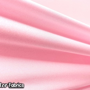 Light Pink Shiny Nylon Spandex Fabric By The Yard | 4 Way Stretch Fabric | Swimsuit Fabric | Dress, Tablecloth