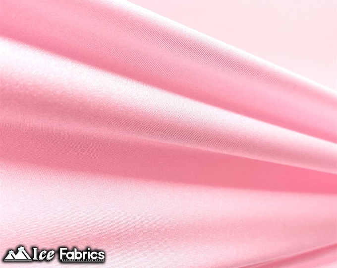 Light Pink Shiny Nylon Spandex Fabric By The Yard | 4 Way Stretch Fabric | Swimsuit Fabric | Dress, Tablecloth