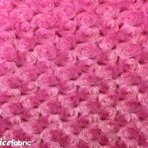 Hot Pink Rosette Minky Fabric tagliato su misura / 4 Way stretch Fabric / Ultra Super Soft Fabric / 58 &quot;Wide Swirl Plush Texture Fabric