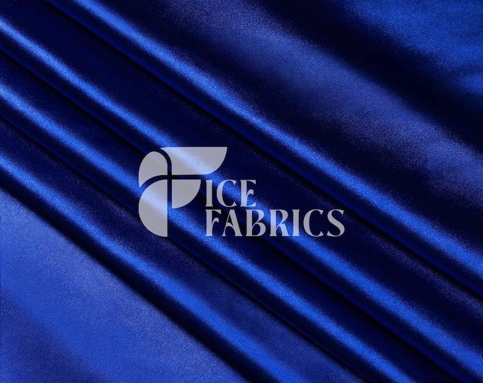 Royal Blue Luxury Stretch Silk Satin Fabric by The Yard - 2-Way Stretch 60" Wide Silky Fabric for Apparel and Decor - Ice Fabrics