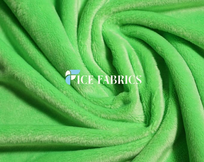 Lime New Faux Fur | Ivory Fleece Minky Fabric By The Yard | Faux Fur Fabric | 58’’ Wide | Thick and Soft