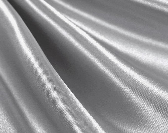 Silver_ Medium High Quality Satin Fabric Sold By The Yard/ 60'' Wide Inches Used For Dresses, Decorations, Fashion Show/Wholesale Price