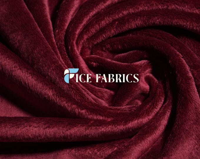 Burgundy New Faux Fur | Brown Fleece Minky Fabric By The Yard | Faux Fur Fabric | 58’’ Wide | Thick and Soft