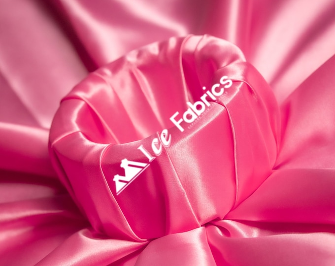 Hot Pink Shiny Thick Satin Fabric By The Yard Bridal Satin Fabric (60” Wide) for Tablecloths, decoration and more