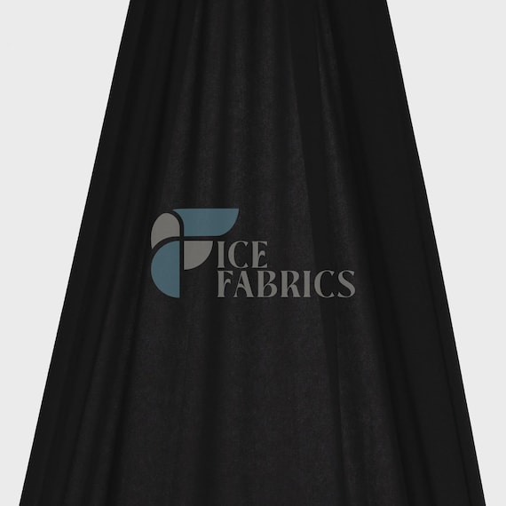 Black 4 Way Stretch Cotton Fabric by the Yard (60” Wide ) Lightweight Cotton Spandex Fabric for Dress, Sewing, Clothing | Flexcot