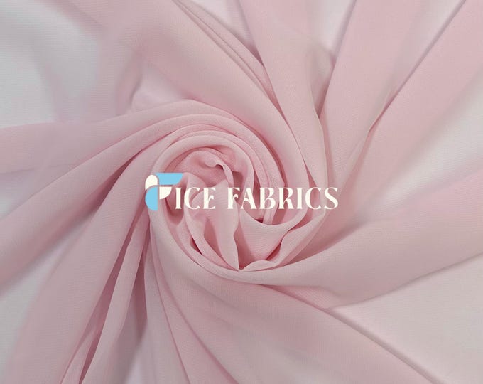 Light Pink Soft Silky Chiffon Fabric By The Yard Matte Chiffon Fabric (60” Wide ) dresses, tablecloth, decor, design.