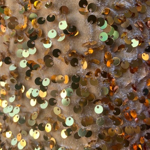 Gold Sequin Fabric By the Yard/ Sequin Stretch Velvet Fabric/ embroidered Lace Fabric / Gold Spandex Velvet Fabric With Sequin