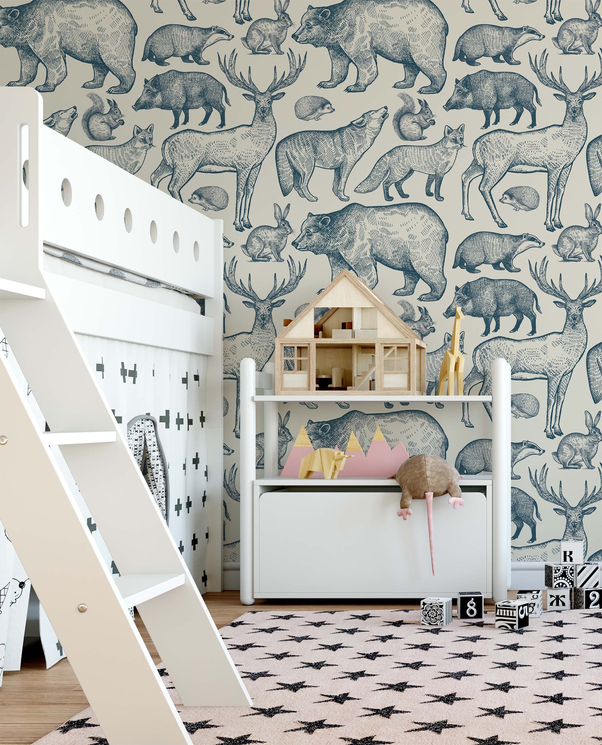 Woodland Animals Wallpaper Peel and Stick Nursery Decor | Etsy