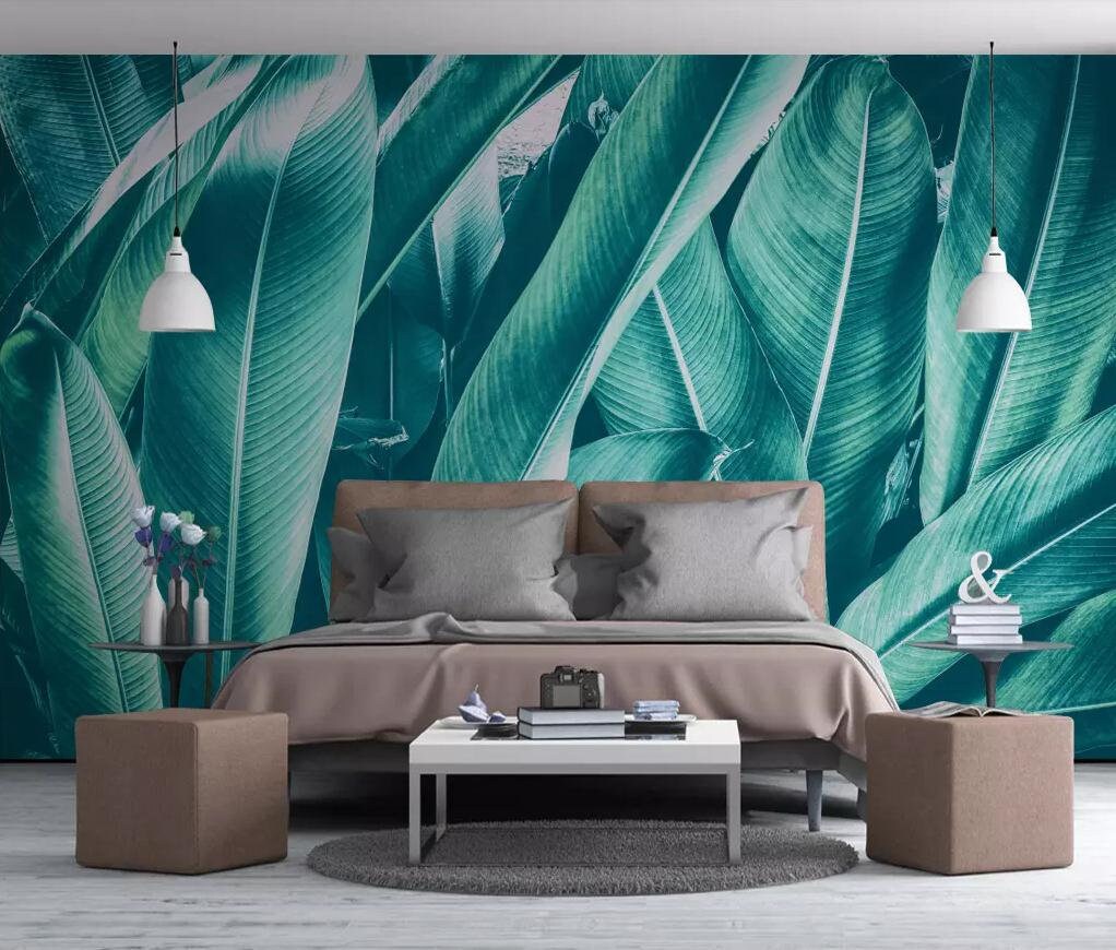 Tropical Wallpaper Removable Banana Leaves Wall Paper Banana Etsy