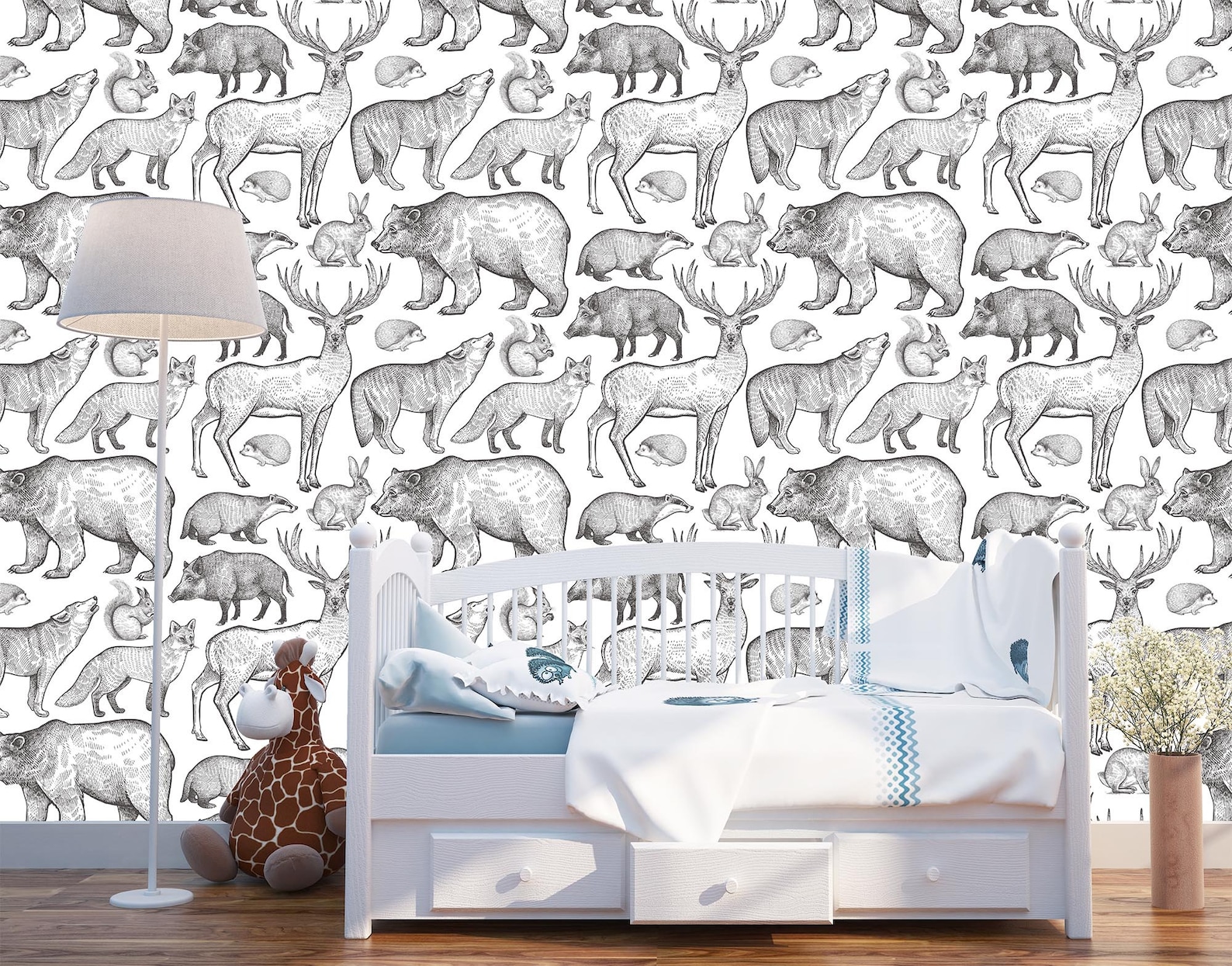 Woodland Animals Wallpaper Peel and Stick Nursery Decor - Etsy