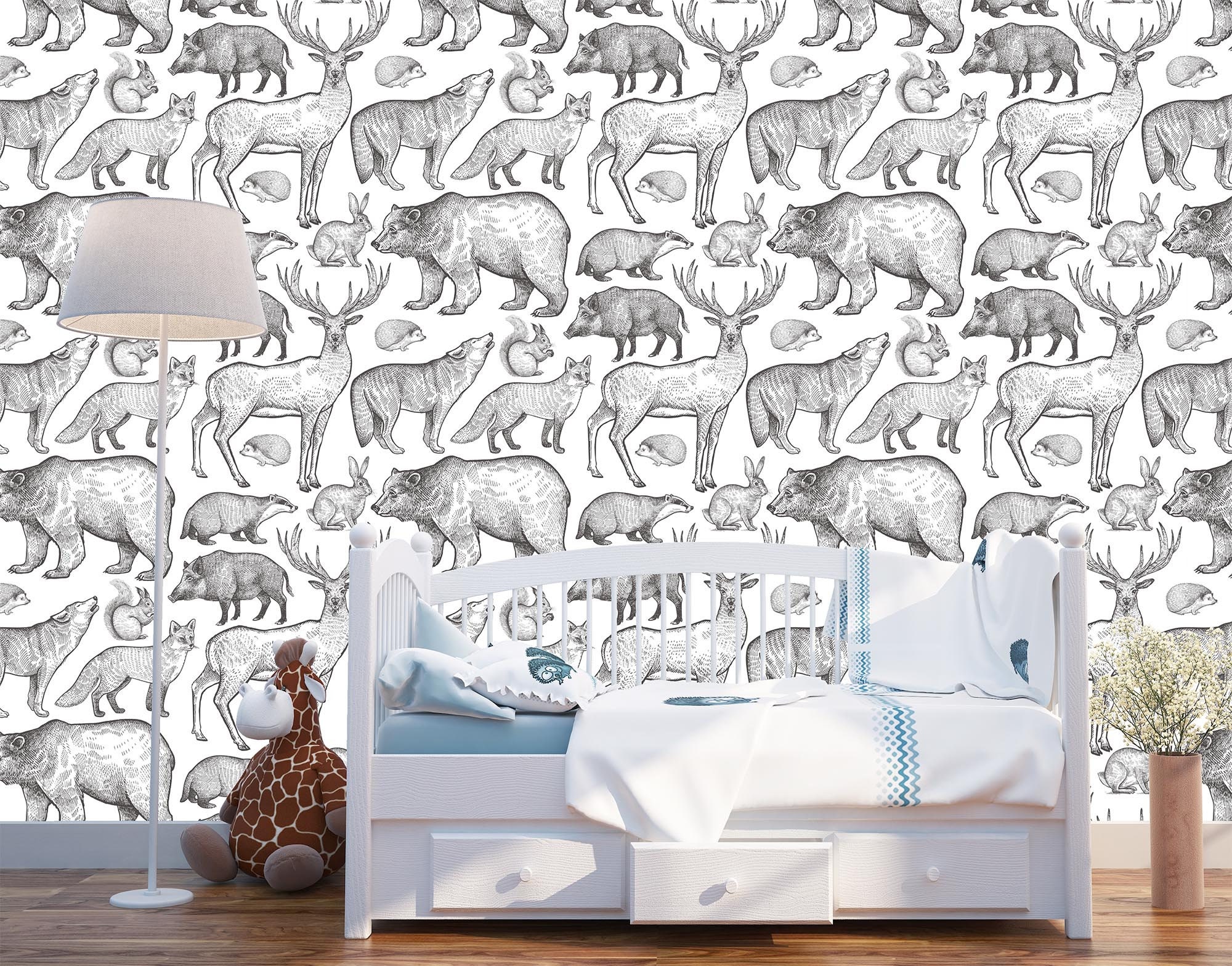 Woodland Animals Wallpaper Peel and Stick Nursery Decor - Etsy