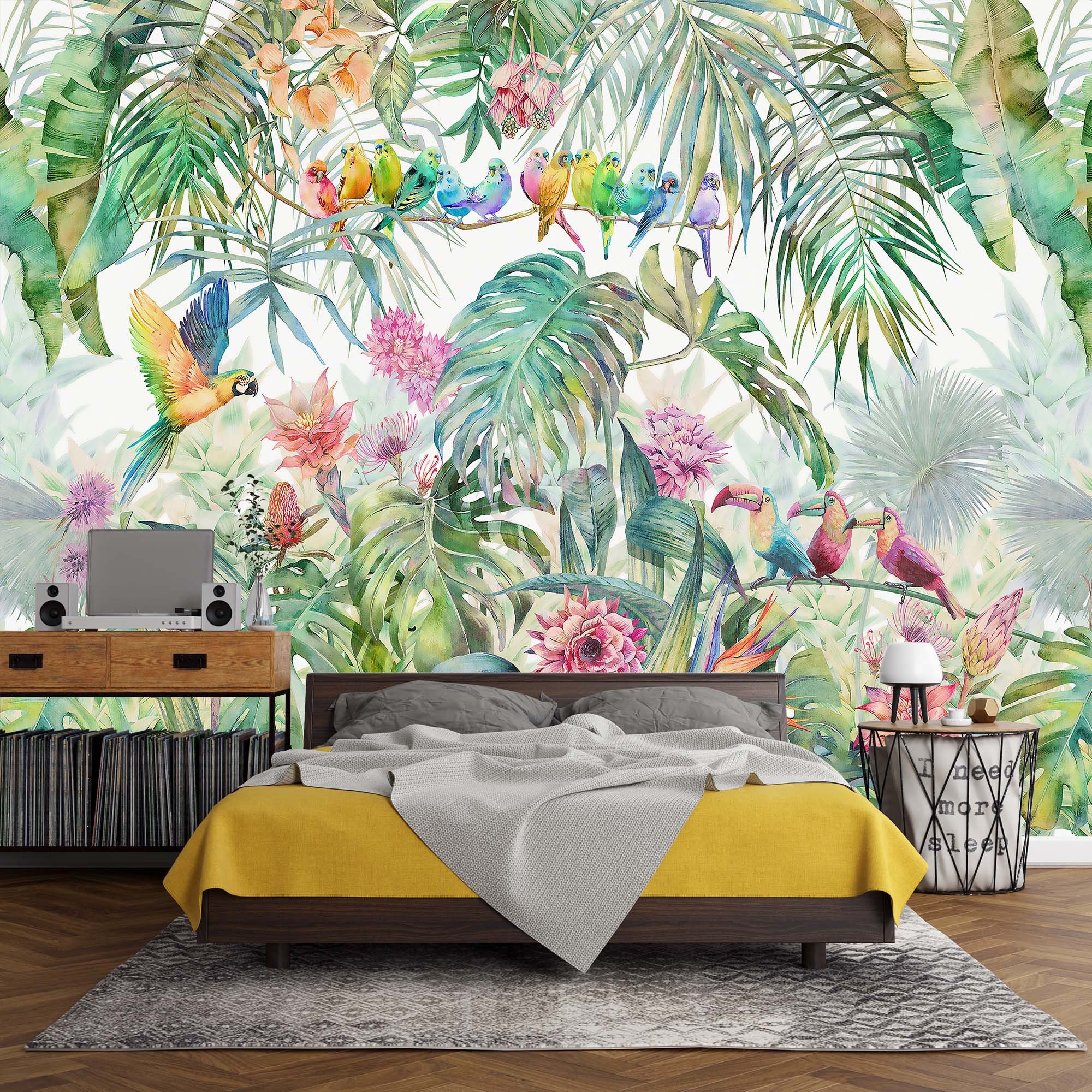Green Tropical Trees Wall Mural Living Room Mural Bedroom Wallpaper