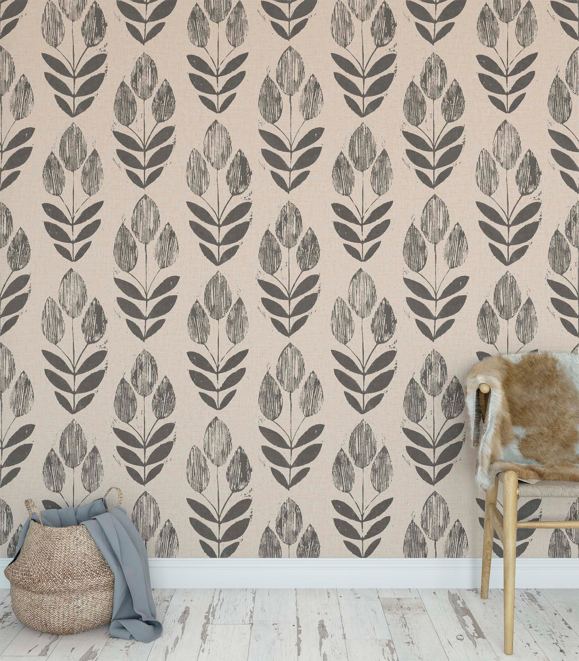 peel and stick wall mural Colorful vintage floral wallpaper with tulips