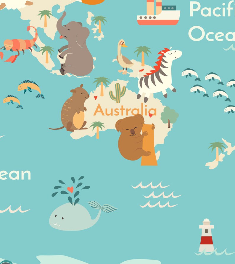 Geographic map wallpaper for nursery baby bedroom blue | Etsy