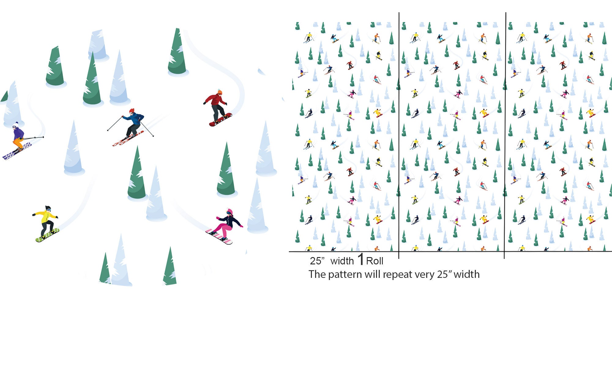 Skiers Wallpaper Peel and Stick Wallpaper Removable Winter Seasonal ...