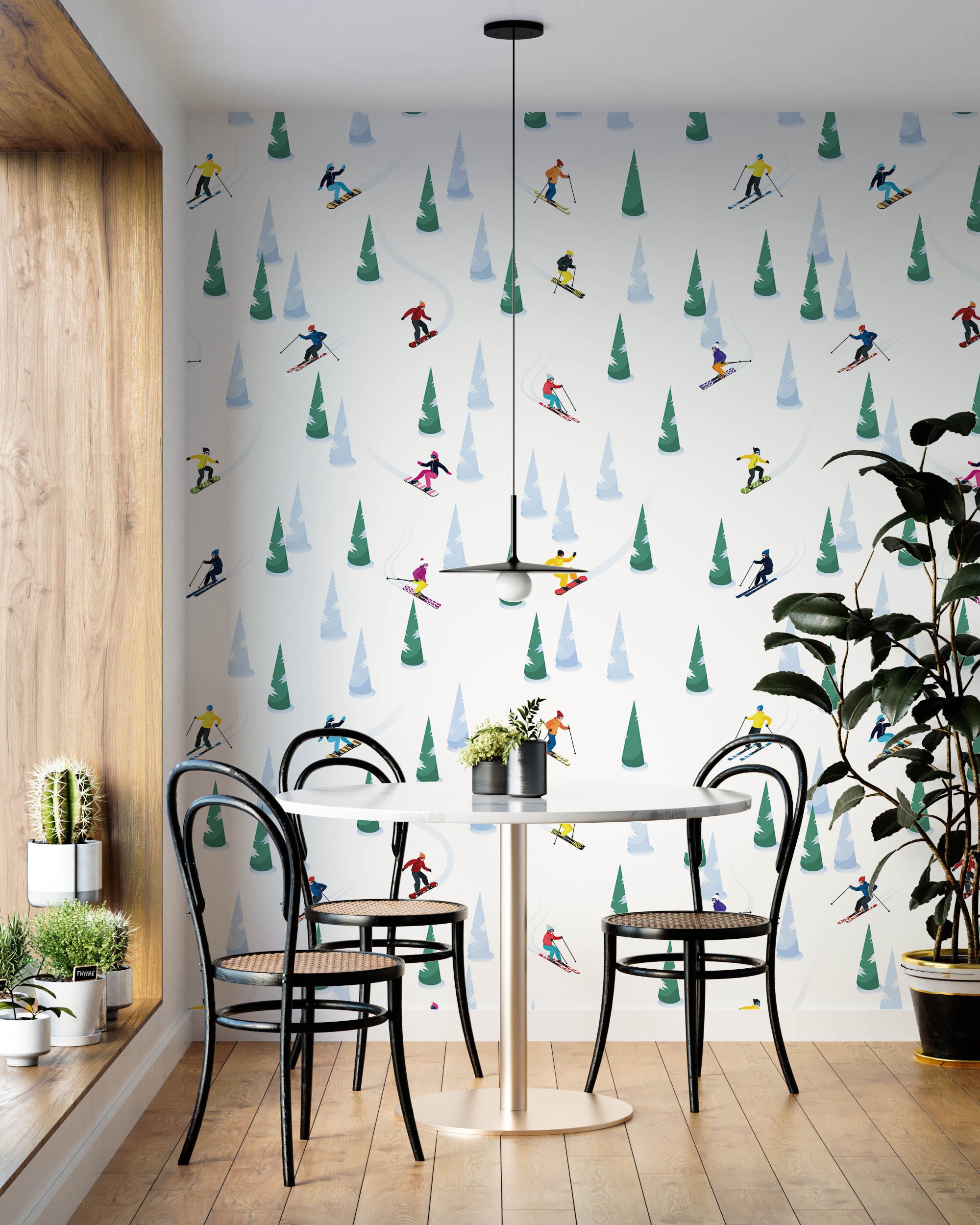 Skiers Wallpaper Peel and Stick Wallpaper Removable Winter Seasonal ...