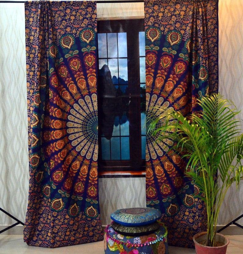Hippie Curtains Boho Curtains Gypsy Teen Etsy