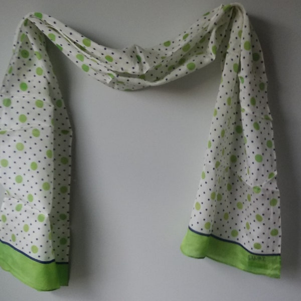Lots of Dots!, Vintage Club 7 Echo scarf, Chartreuse is New Again, Large silk scarf, Ladies Accessory, Retro fashion