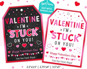 Valentine Confetti Hearts Stuck On You Sticker Gift Etsy