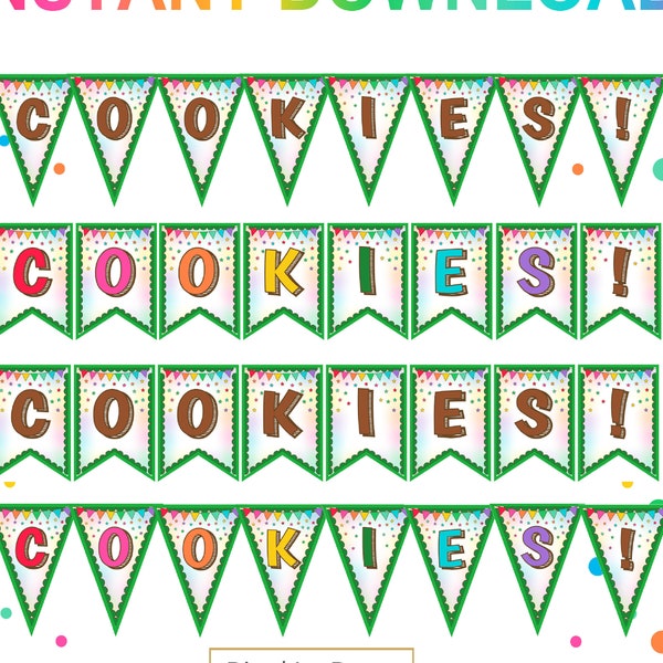 Cookie Banner, Cookie Booth Banner, Cookie Booth Printable, Cookie Bake Sale, Cookie Fundraiser, Instant Download