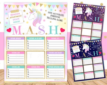 Unicorn Mash Game, Unicorn Party Game, Sleepover Party Game, Instant Download