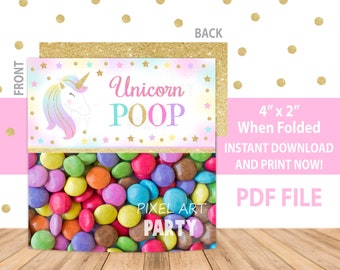 Unicorn Poop Treat Bag Topper, Unicorn Party , Instant Download