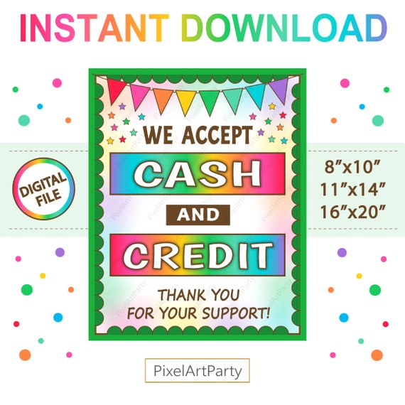 Printable We Accept Credit Card Signs