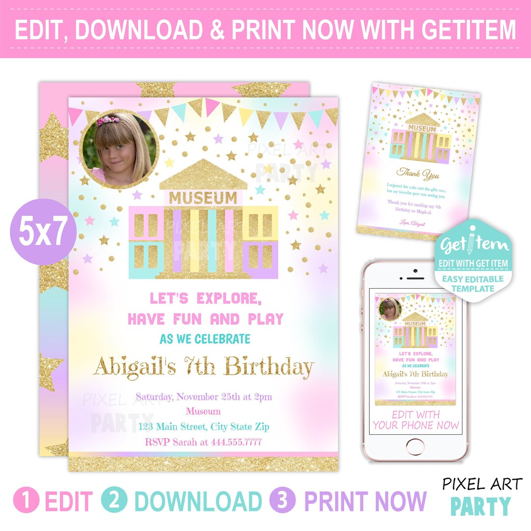 Museum Birthday Invitation Museum Birthday Photo Invitation - Etsy