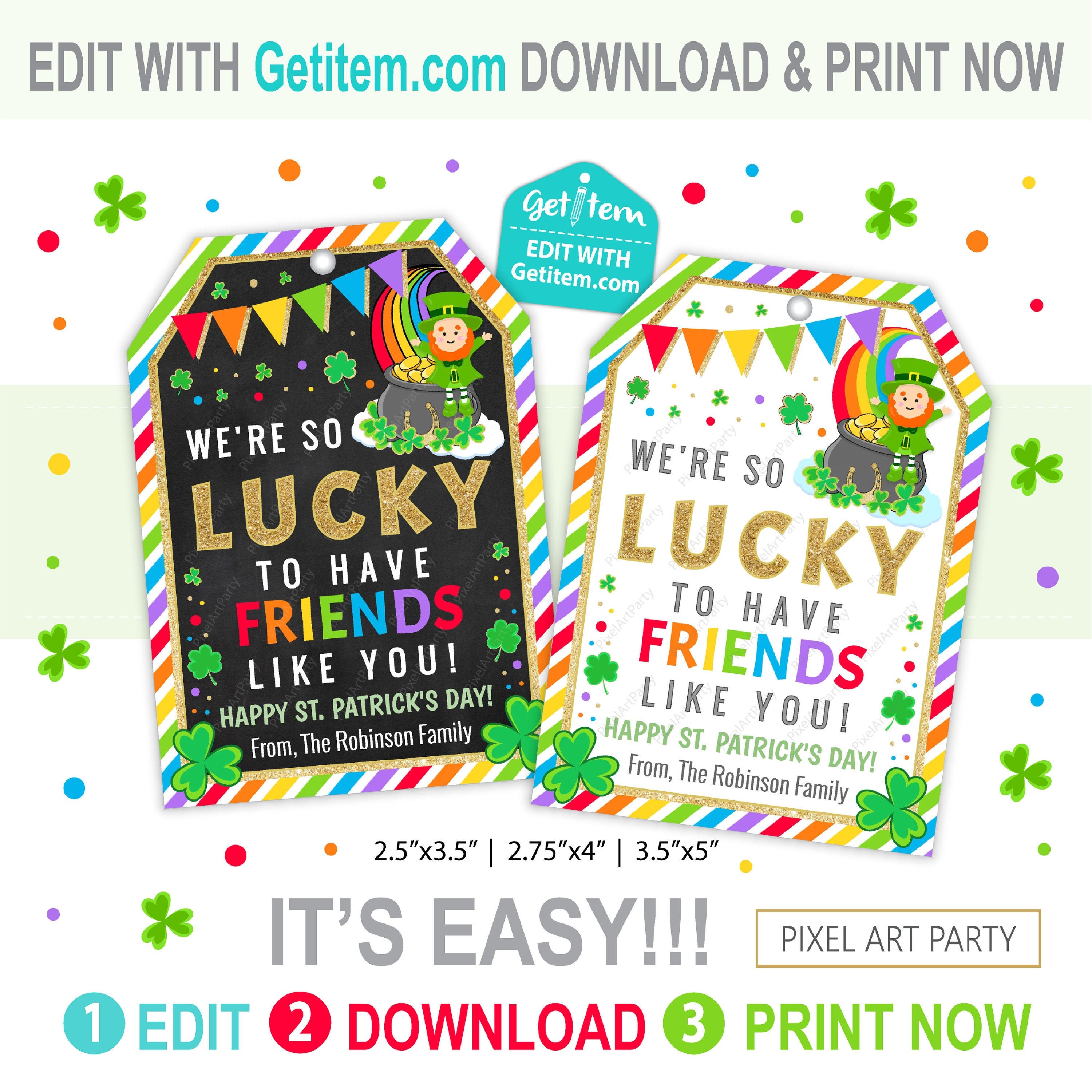 Editable St Patrick S Day Gift Lucky To Have Friends Etsy