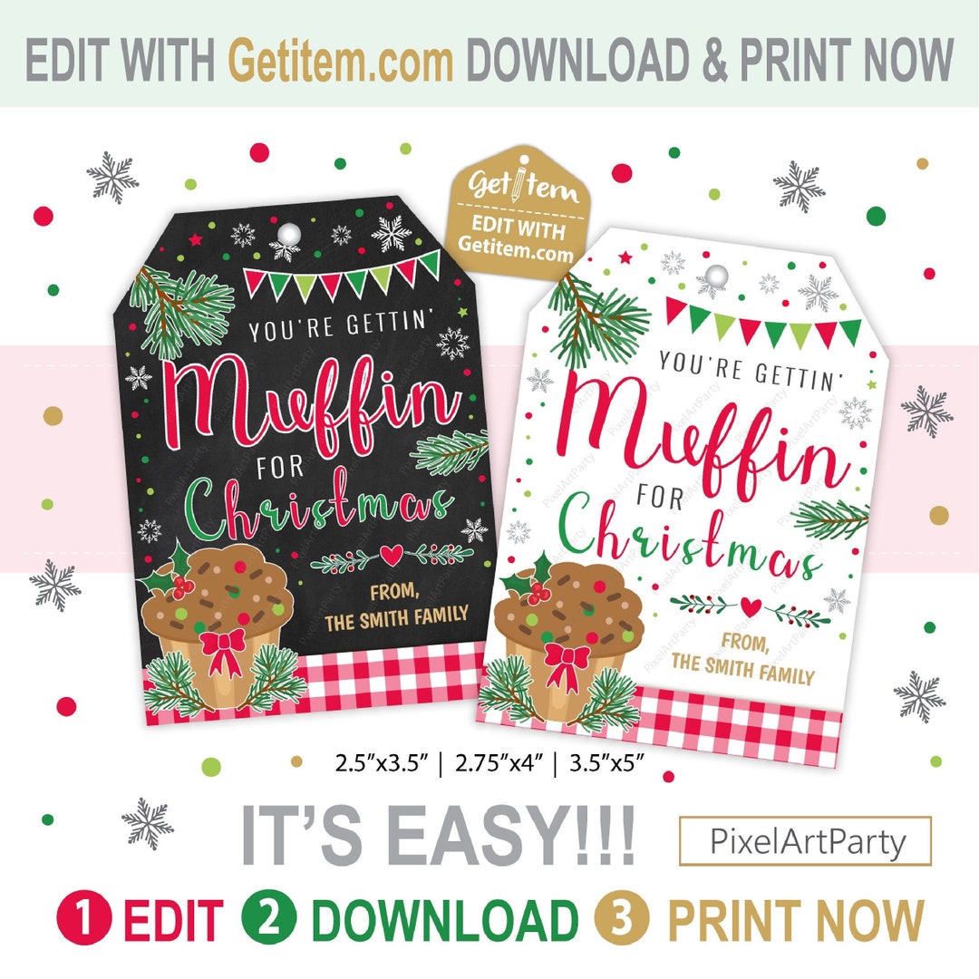 EDITABLE Holiday Muffin Gift Tags You re Gettin Muffin For Christmas Employee Staff Gift Tag EDITABLE Holiday Muffin Gift Tags You re Gettin Muffin For Christmas Employee Staff Gift Tag