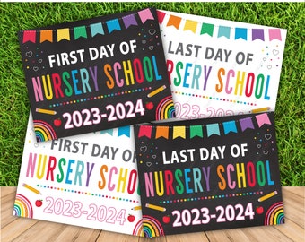 First Day of Nursery School 2023 Sign, Rainbow Back to School Chalkboard Sign, First Day of School Sign, Instant Download