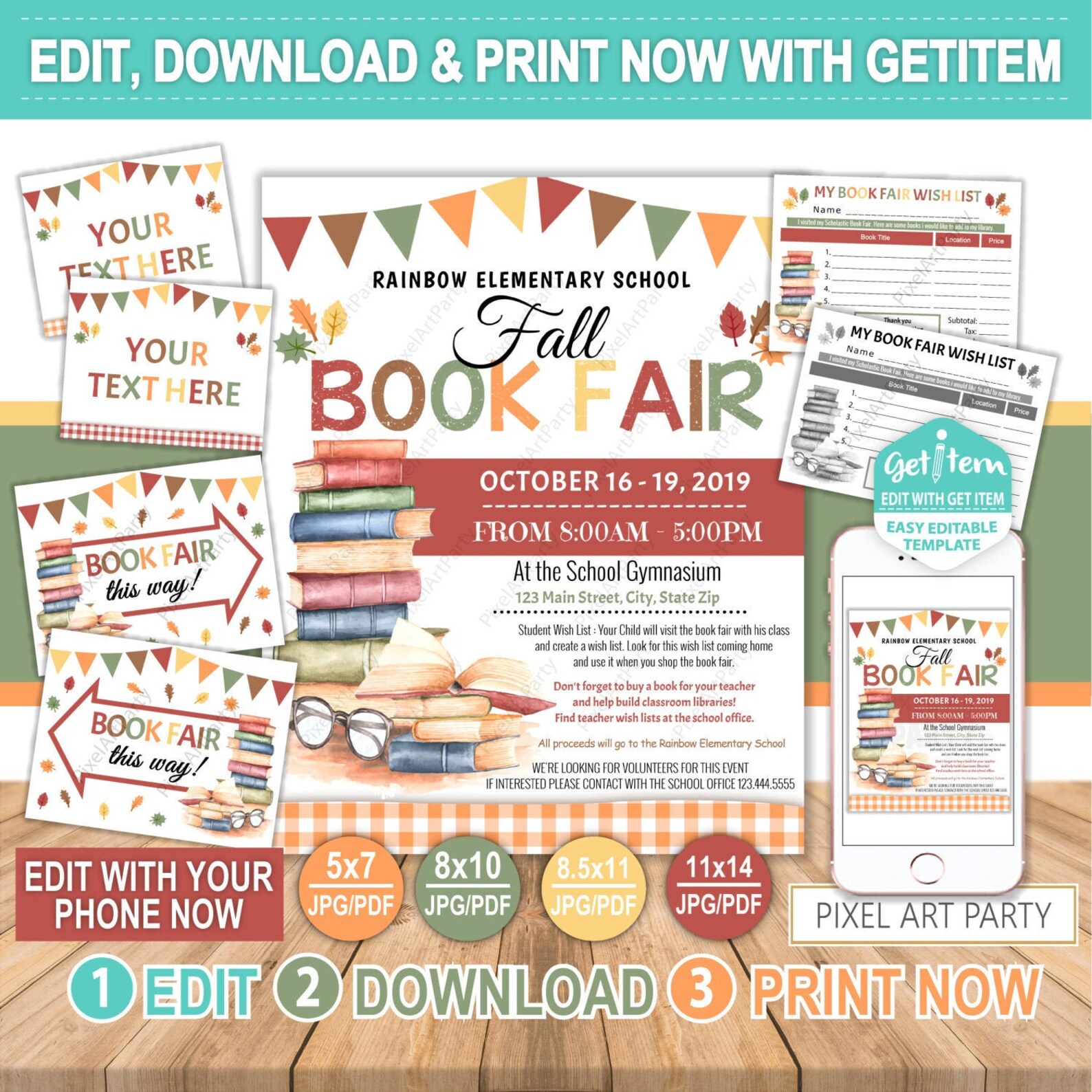 Fall Book Fair Flyer Scholastic Book Fair Fall Book Fair Etsy