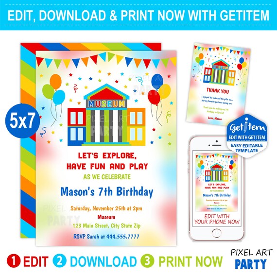 Museum Birthday Invitation Museum Invitation Party - Etsy