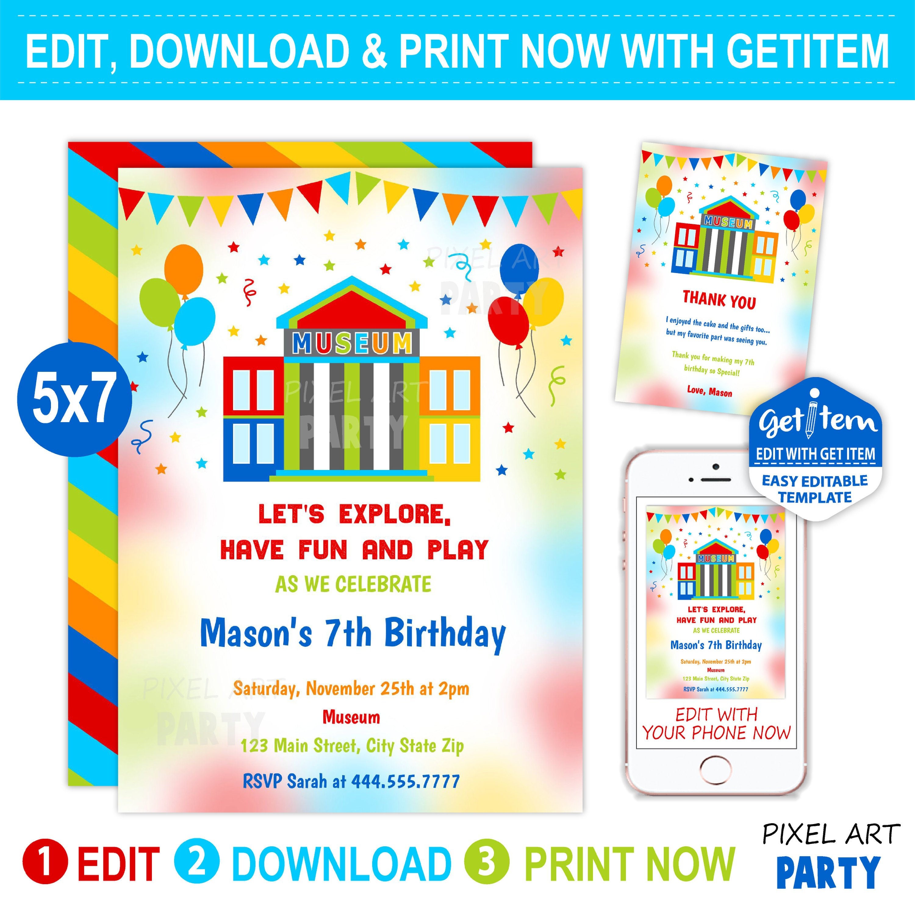 Museum Birthday Invitation Museum Invitation Party - Etsy España