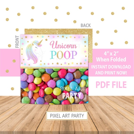 Unicorn Poop Treat Bag Topper Unicorn Party Instant | Etsy