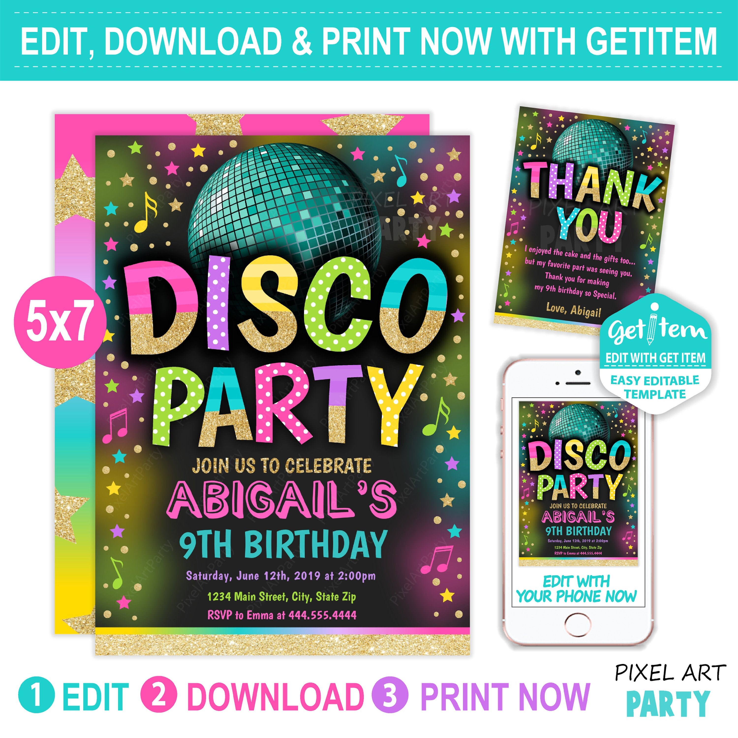 Disco Party Invitation Disco Invitation Dance Party Etsy 日本