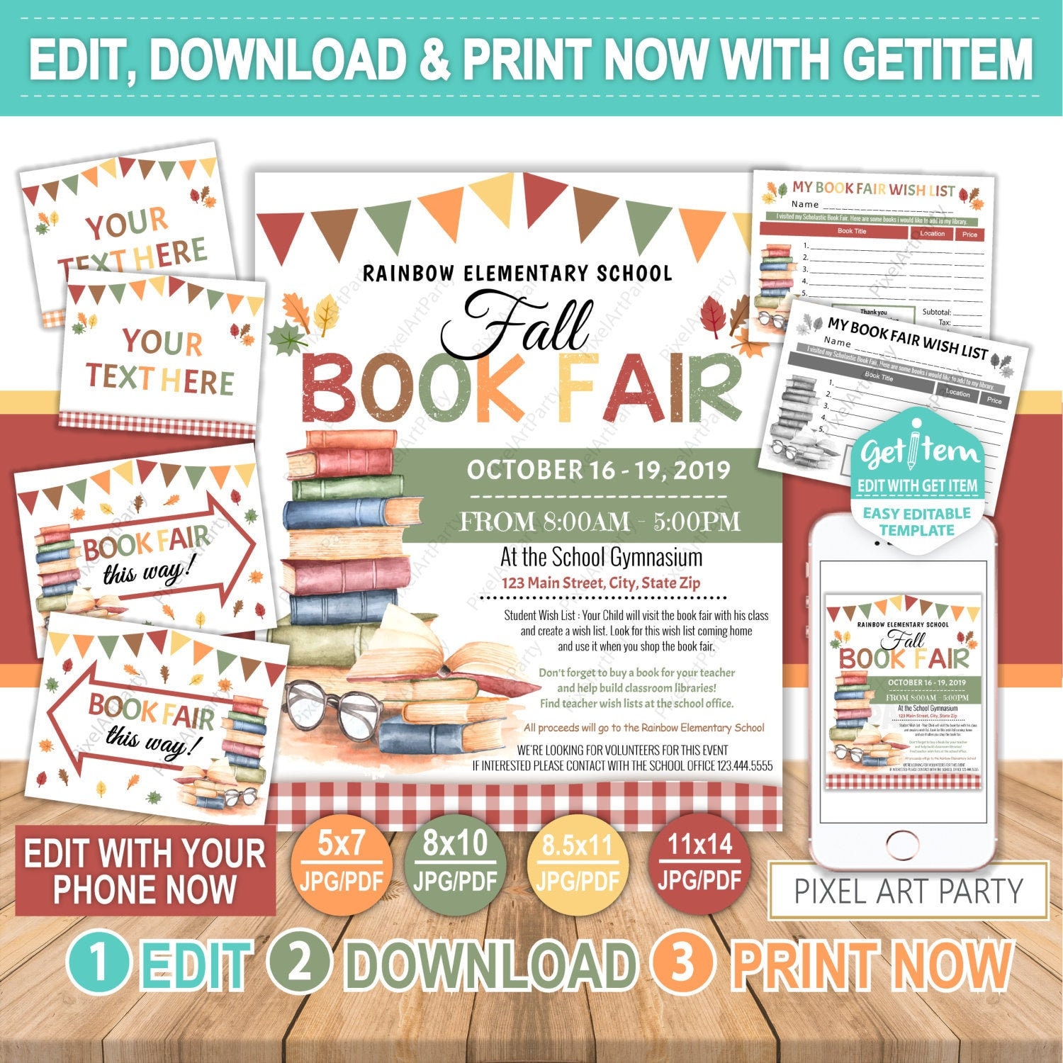 Fall Book Fair Flyer, Scholastic Book Fair, Fall Book Fair Bundle, School  Fall Poster, EDIT NOW, id: 22 With Scholastic Book Fair Flyer Template